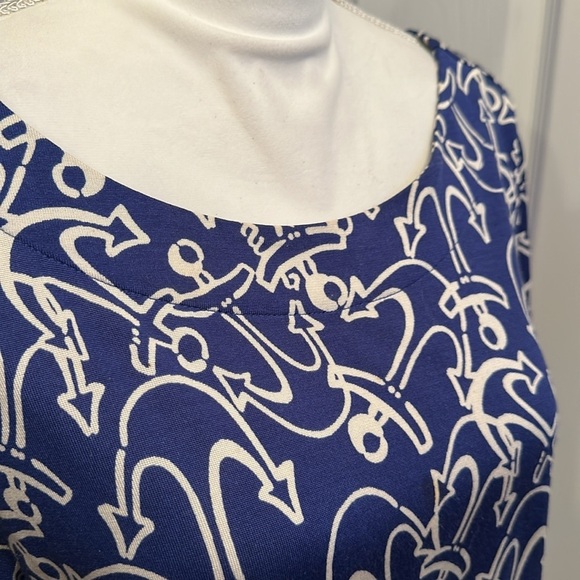 Lilly Pulitzer Blue and Cream Raquel Anchors Away Silk Blend Women Dress Size M - Picture 5 of 13